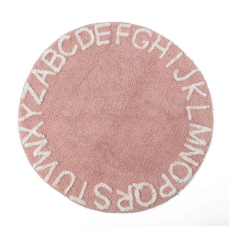 Pink Abc Алфавит детский игровой коврик для ползания-Супер Мягкий Вязаный развивающий моющийся коврик круглый 120 см Диаметр - Цвет: Pink