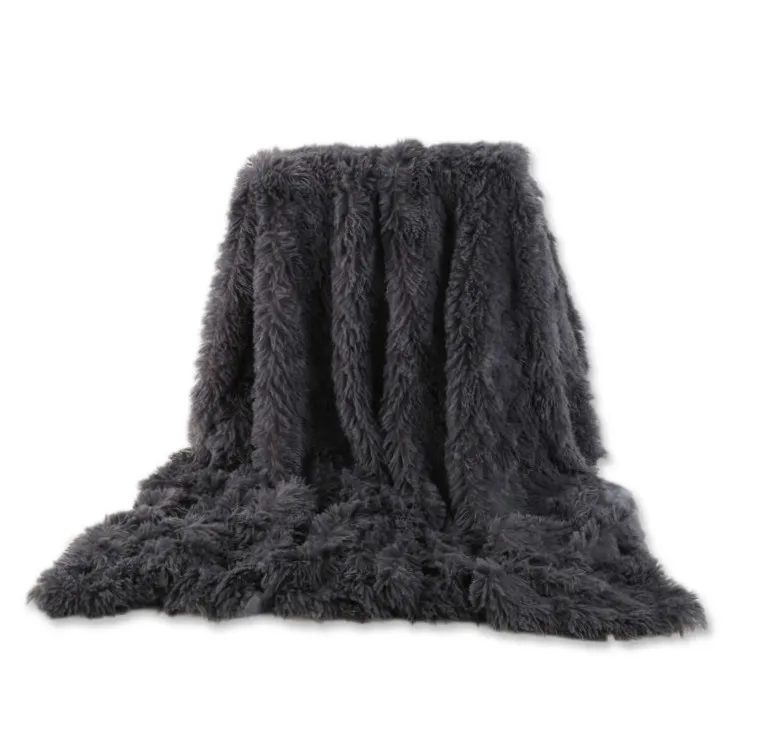 2 размера Сплошное Длинное плюшевое покрывало из полиэстера Tihcken теплое для дивана; для кровати; для автомобиля Путешествия пушистое зимнее одеяло спальня Флисовое одеяло - Цвет: Dark Grey