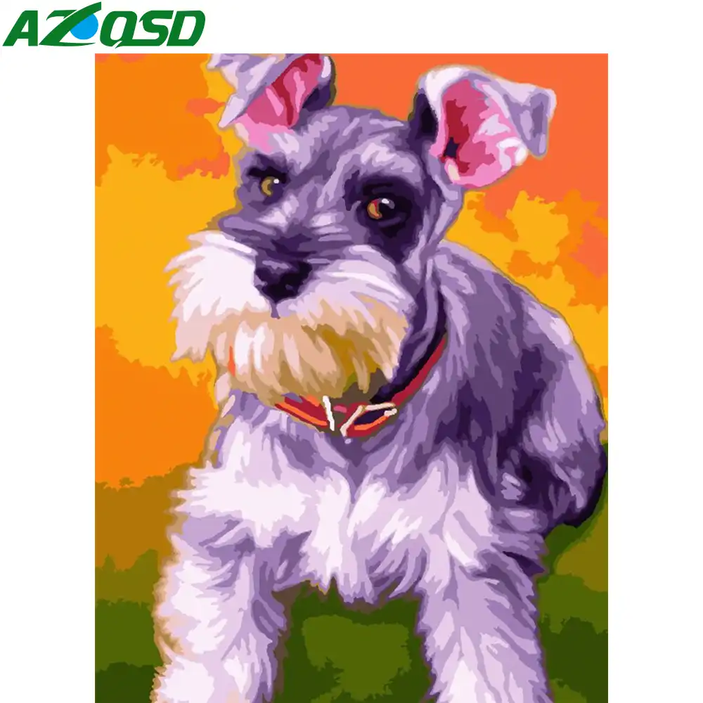 Azqsd Diyナンバーキャンバスキット犬の家の装飾40x50センチメートル写真数字動物抽象アート手塗りギフト 番号でペイント Aliexpress