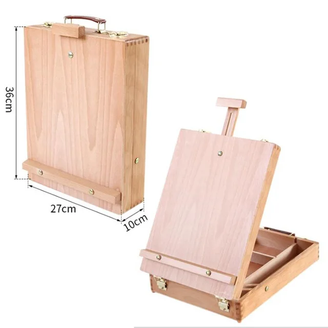 Big Wooden Portable Oil Painting Box Sketchpad Easel Sketch Drawing Board Painting Toolbox Painting Storage Box for Artist 4