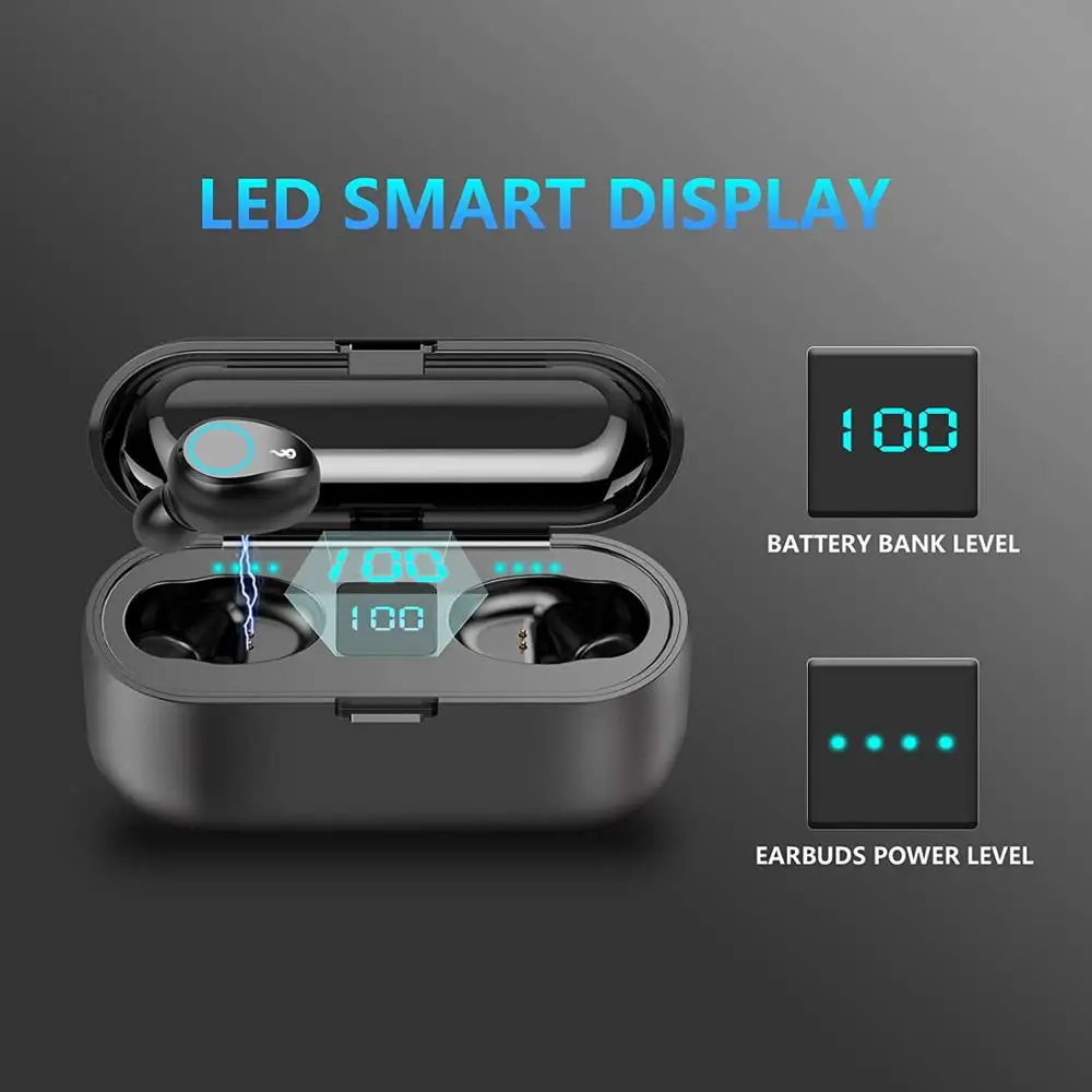 TWS Wireless Headphones Mini Bluetooth Earphones With 3 LED Display 2000mAh Charging Box Hifi Sports Waterproof Earbuds Headsets