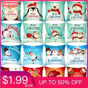 

LIMINGYI Christmas Pillow Cover Pillowcase Home Cartoon Snowman Sofa Cushion Throw Pillows Christmas Decorations for Home ZT037