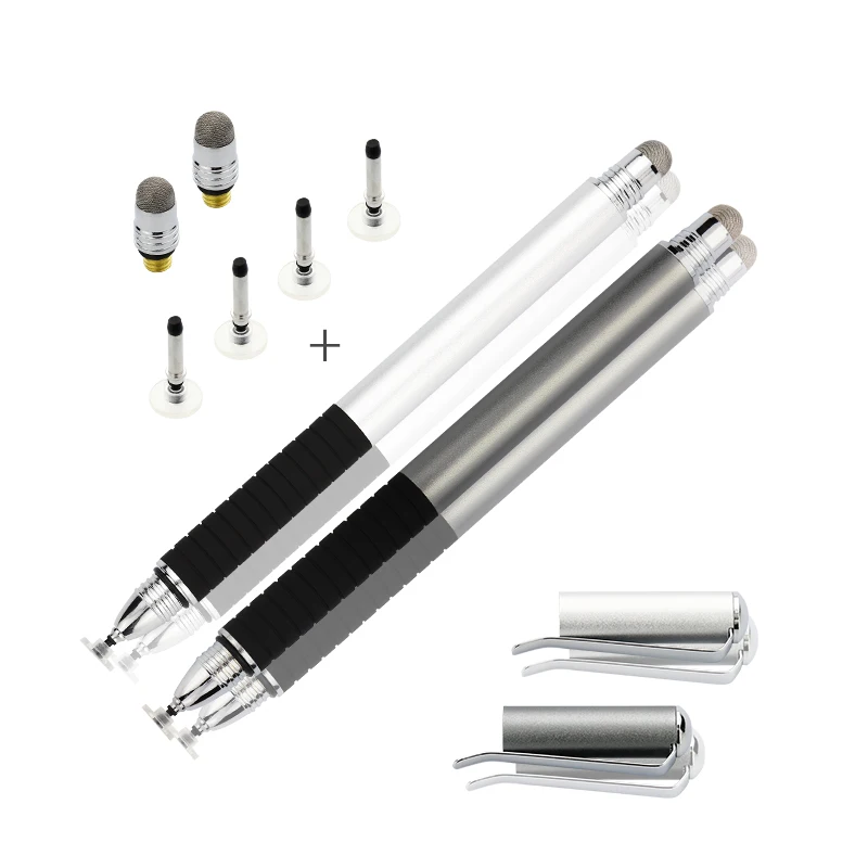 

2 in 1 Branded Metal Touch Pen Tablet Stylus Pen with Clip Custom Logo for Ipad And Iphone