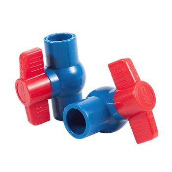 

2pcs 20mm Full Port Non slip Handle Lever PVC Ball Valve Blue Red