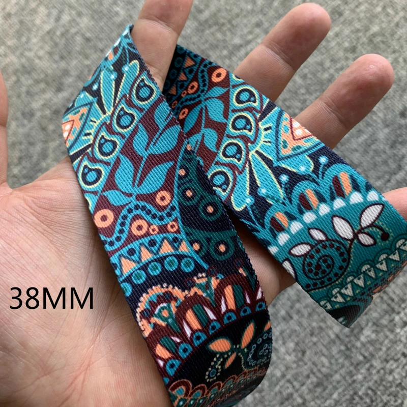 3 야드 38MM 1.5 인치 흑백 자카드 웨빙 가방 벨트 리본 DIY 홈 섬유 의류 벨트 장식 봉제 액세서리