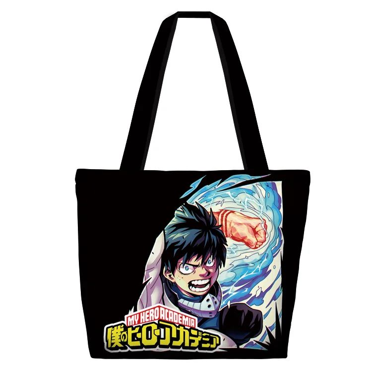 

My Hero College Anime Peripheral Full Color Environmentally Friendly Zipper Shopping Bag Canvas Bag Hand Single-shoulder Bag for