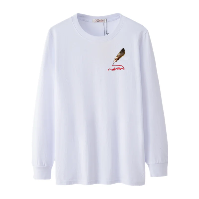 Белый MFERLIER, мужские футболки, длинный рукав, undrewear, мужская, с принтом, плюс размер, 5XL, 6XL, футболки, хлопок, Домашняя футболка, топы, 54, черный, зеленый - Цвет: Белый