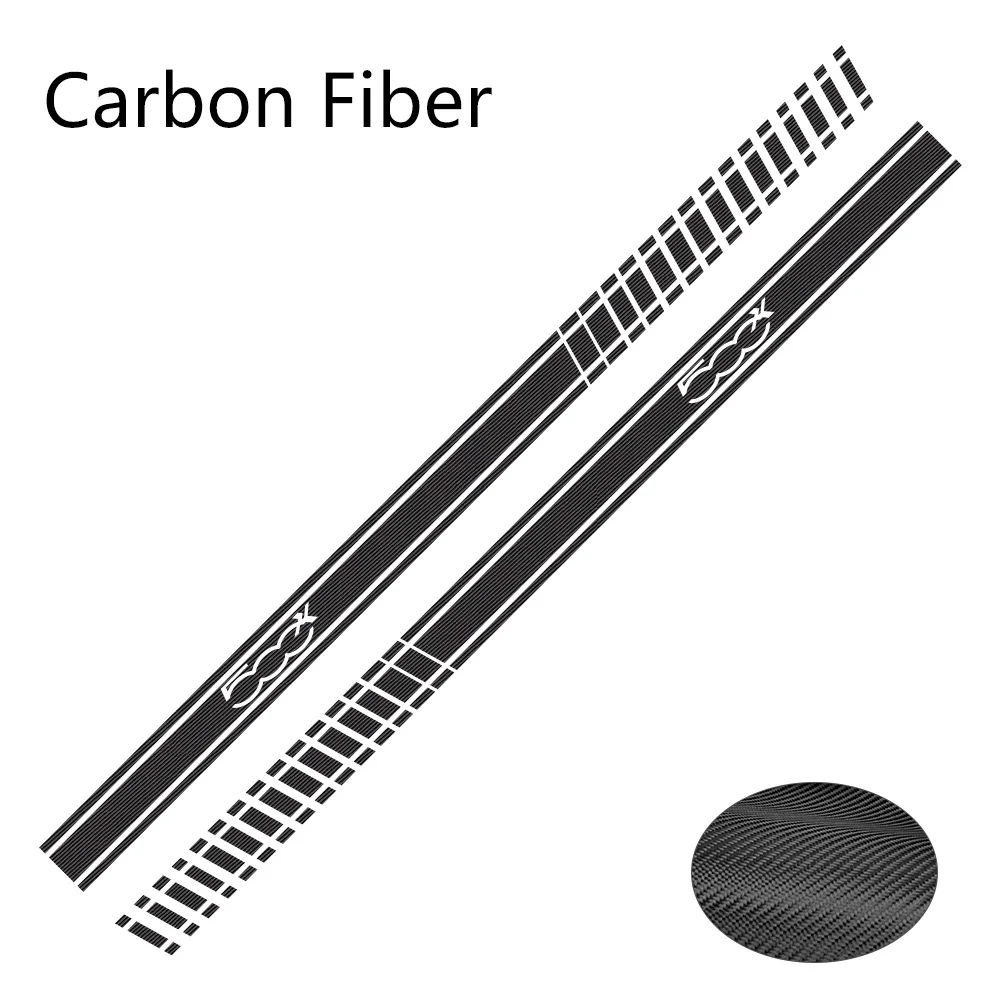 Carbon Fiber 2шт автомобильные длинные боковые полосы наклейки DIY Автомобильная виниловая пленка наклейки для FIAT 500X DIY Декорация для автомобилей автомобильные принадлежности для тюнинга - Название цвета: Carbon Fiber