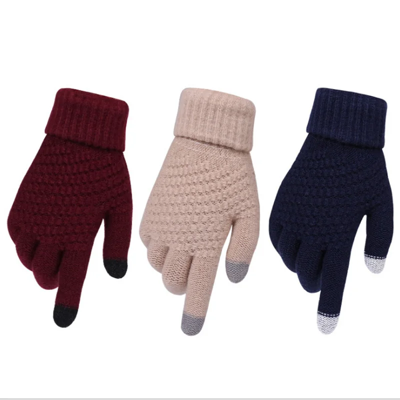 cotton gloves for men Winter Touch Screen Gloves Women Men Warm Skiing Gloves Cashmere Knit Mittens Full Finger Weave Glove Guantes Adult Thick Luvas cold weather work gloves