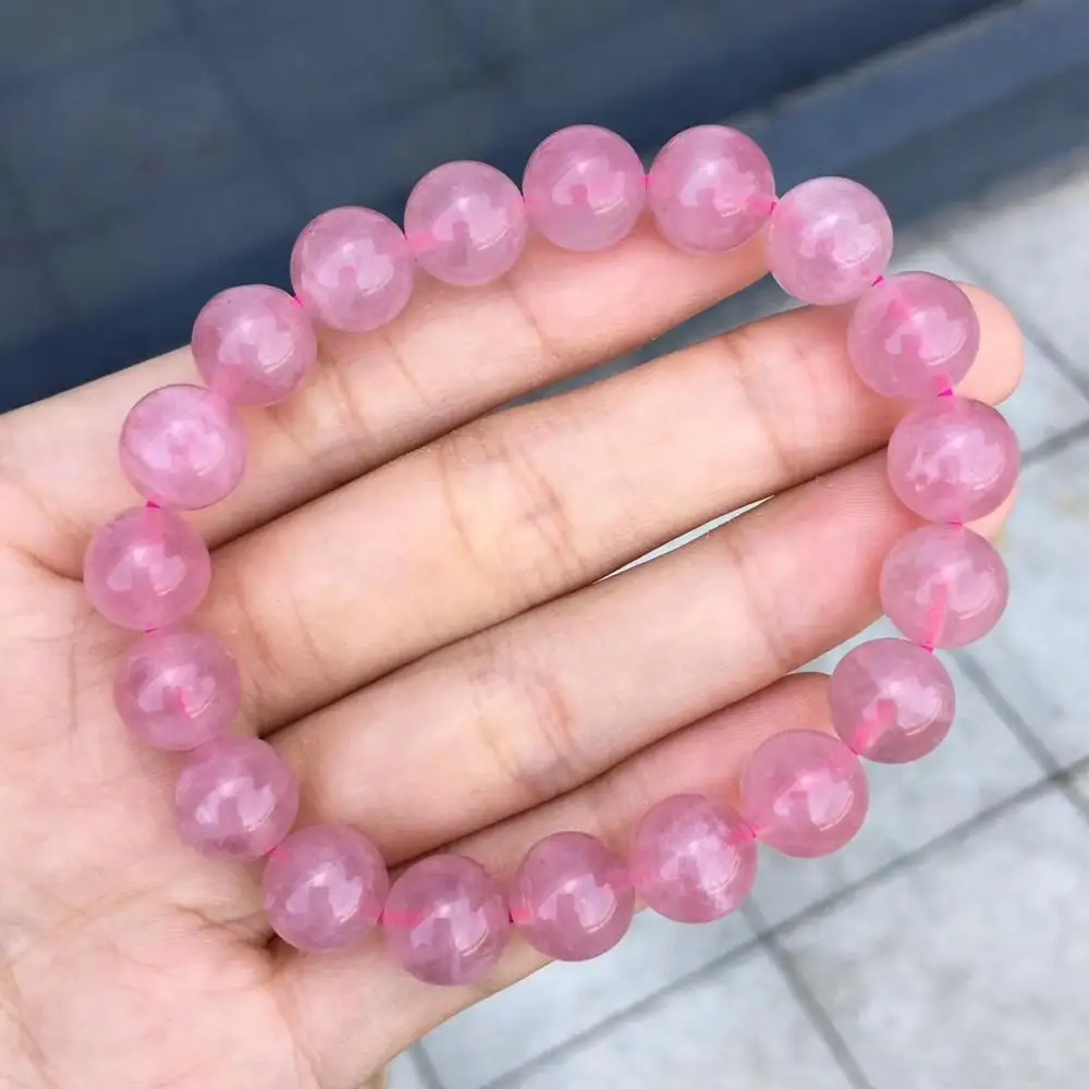 

10mm Natural Rose Quartz Crystal Bracelet For Women Lady Stretch Madagascar Round Beads Charms Fashion Bracelet Jewelry AAAAA