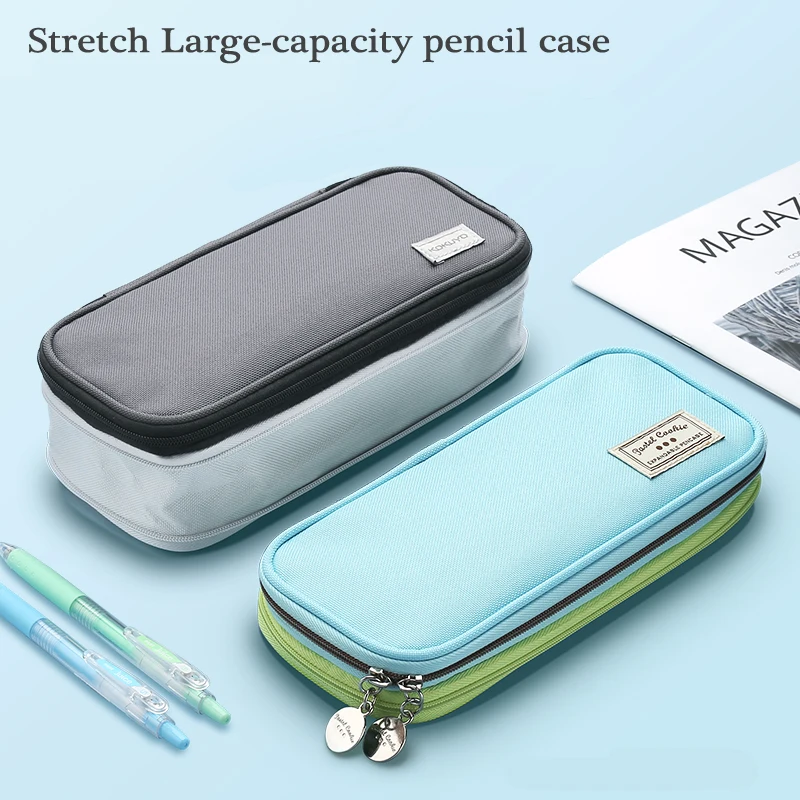 KOKUYO Pencil Case Stretch Zipper Large Capacity Macaron Pencilcase Cute  Pencil Box Estuche Escolar Kawaii Kid School Pen Case