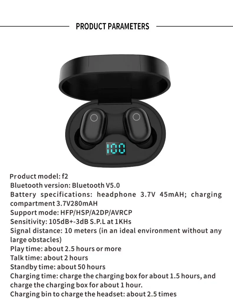 Беспроводная bluetooth-гарнитура Серии F2 airdots обновленная версия дисплея питания мини-гарнитура для xiaomi iphone huawei sumsang