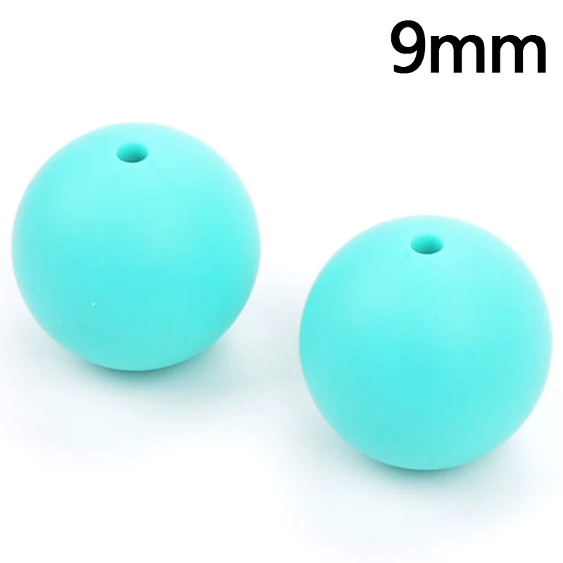 Turquoise LOFCA 50 шт./партия 9 мм Силиконовые Бусы Длинные Прорезыватели для зубов еда без бисфенола-а класс детский Прорезыватель жевательные DIY ювелирные изделия ожерелье изготовление - Цвет: Turquoise