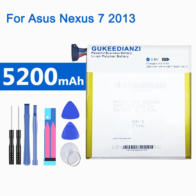 GUKEEDIANZI 5200 мА/ч, Батарея C11P1303 для Asus Google Nexus 7 ii 2 2nd Gen 2013 Версия ME571 ME57K ME57KL K009 K008