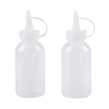 

Kitchen Plastic Sauce Oil Liquid Dispensing Squeeze Bottle 100cc 2 Pcs