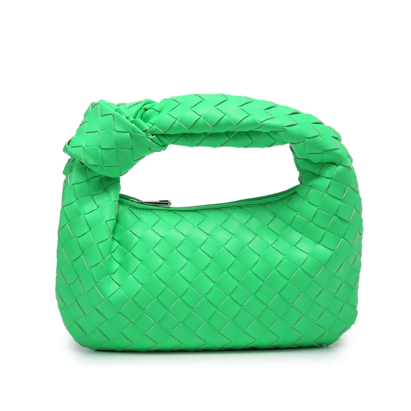 2022 Fashion Handmade Woven Bag Luxury Woven Leather Printed Shoulder Bag Lady Crossbody Hobo PU Knotted Handle Casual Handbag 