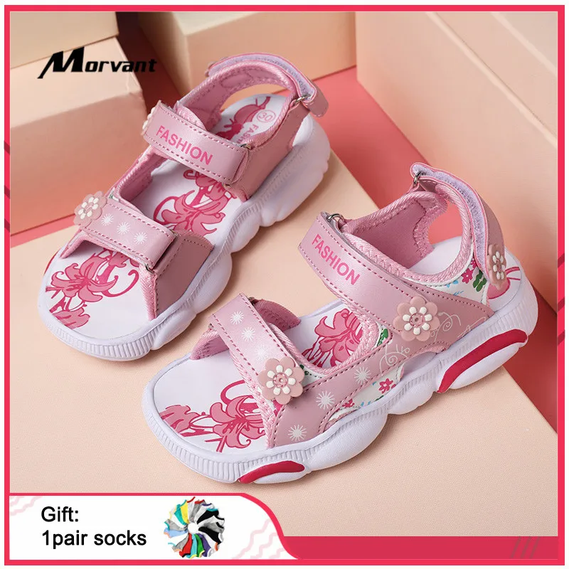 

Kids Sandals Cute Princess Sandals Flower decoration Girls Outdoor Sandal Non-slip Lightweight Children's Beach Shoes