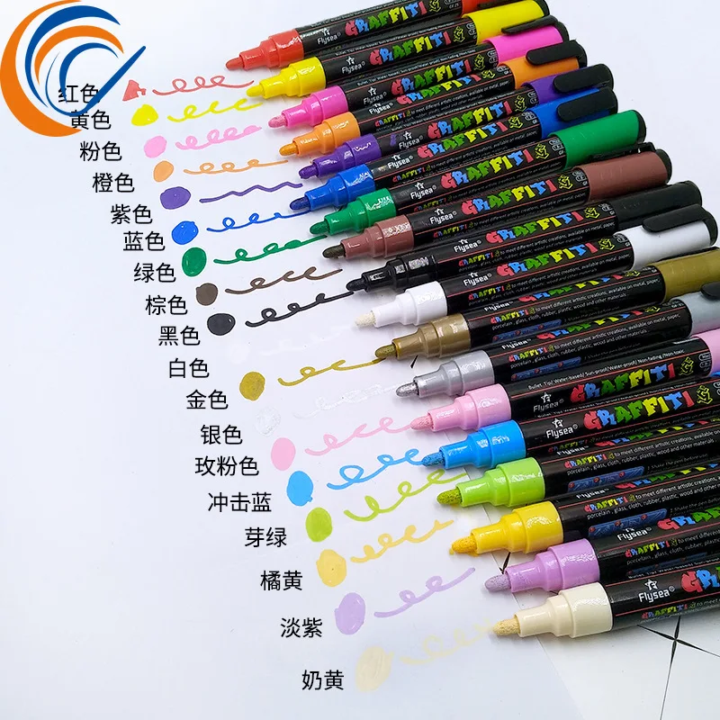 

Acrylic Marker 12/18/24 Colors Per PACK Multifunctional DIY Graffiti Pen Easy To Write Fast Dry Marker