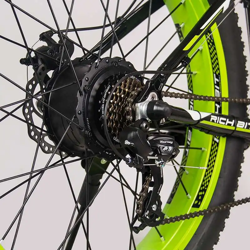 [EU Direct] RICHBIT TOP-022 48V 1000W 17Ah 21-Speed Mountain Snow Electric Bike Fat Tire 26inch Electric Bicycle Green