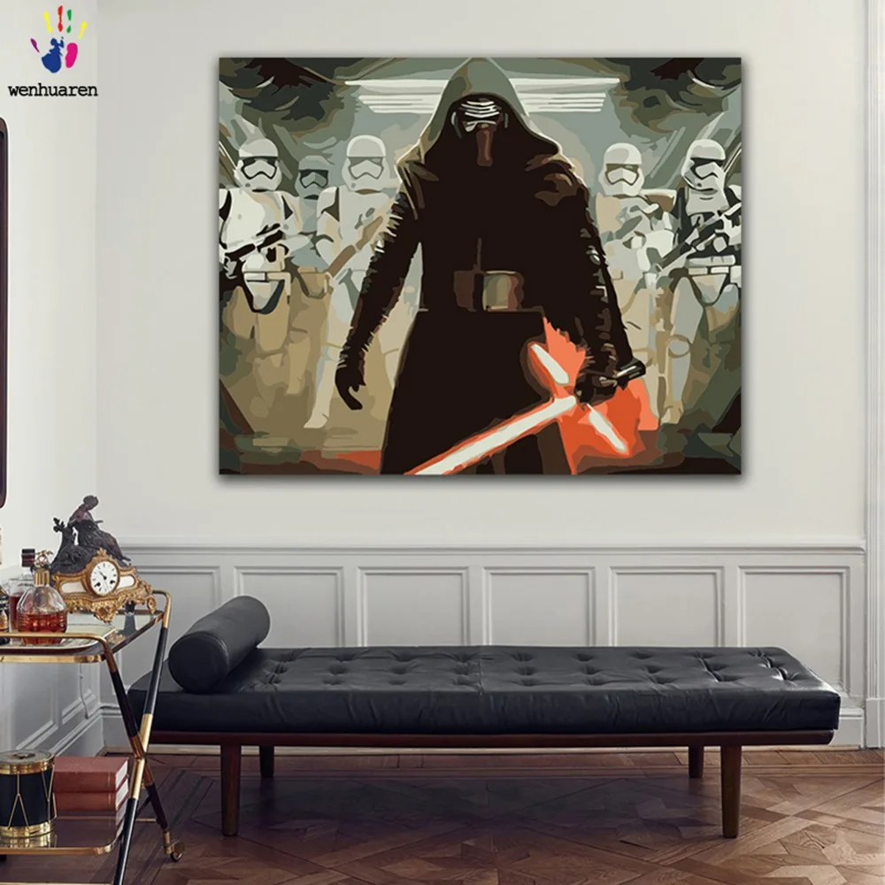 DIY Painting by numbers Star Wars Darth Vader Darth Revan picture coloring paints by numbers with kits for wall decor