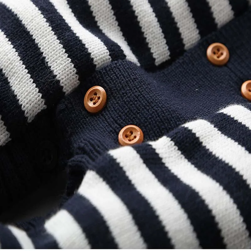 Утепленный теплый вязаный свитер с капюшоном для новорожденных мальчиков и девочек, комбинезон для малышей, Комбинезоны для младенцев, зимняя одежда для детей от 0 до 18 месяцев