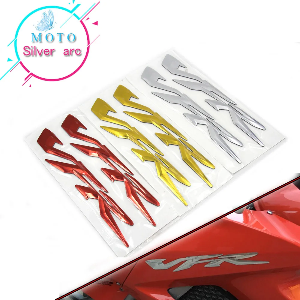 2 шт./пара VFR 3D Наклейки 23x2,8 см подходит для HONDA VFR 400 800 1200 Мотоцикл Велосипед хром серебро