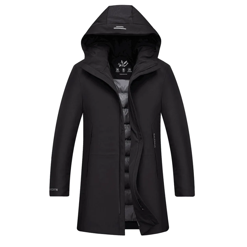 Men's Clothing Coats Jackets Solid Down Coats Down Jacket Filling White Duck down Coats Long Cloth Hooded Casual Coat Boy