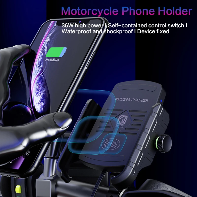 15w Wireless Charger Motorcycle Phone Holder for Xiaomi iPhone X 8 Samsung Phone Bracket Motor Handlebar Wireless Charger Stand