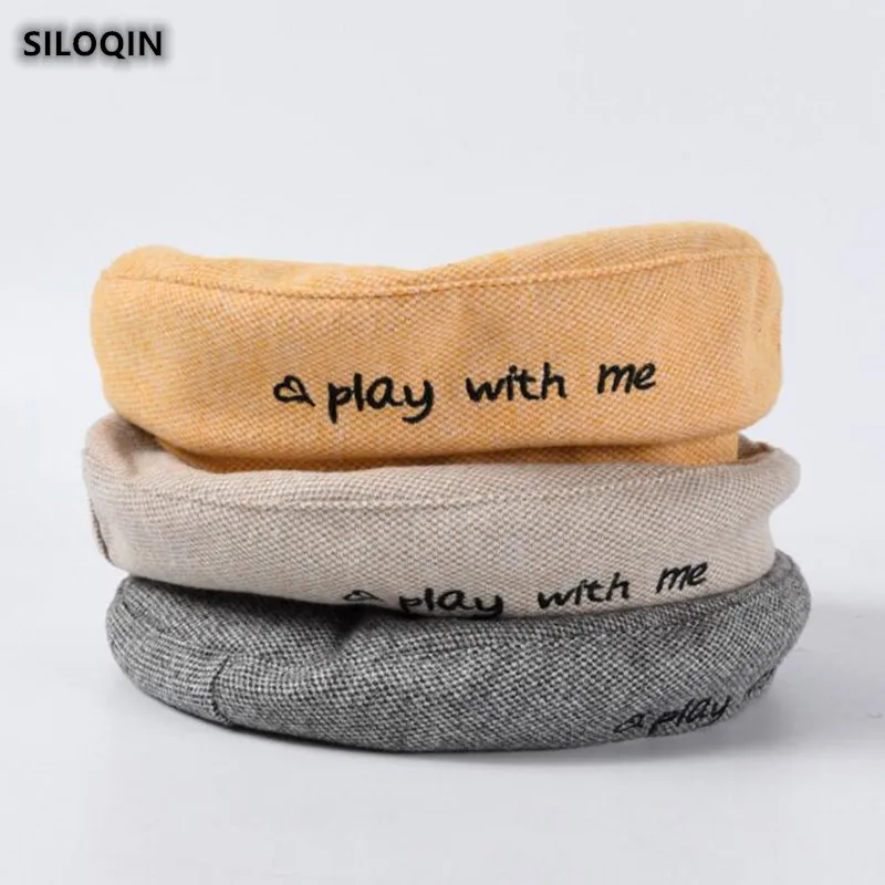 SILOQIN берет для женщин осенние модные хлопковые береты с буквенной вышивкой для досуга, шапка с элегантным благородным простым дамским брендом