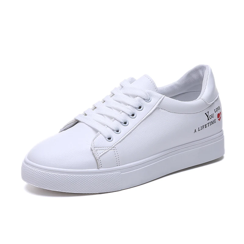 3white Новинка; сезон весна; tenis feminino; белые туфли на шнуровке; Женские однотонные повседневные кроссовки из искусственной кожи; Zapatos; A00091 - Цвет: 3white