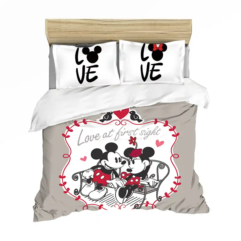 Mickey Mouse Bedding Set Lovely Couple Queen King Size Bed Set