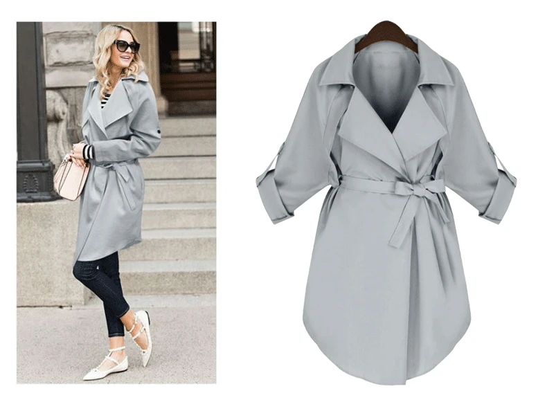 Autumn Winter Jacket European American Large-size Women's Suit Collar Jacket Long Windbreaker British Women's Clothing Jackets