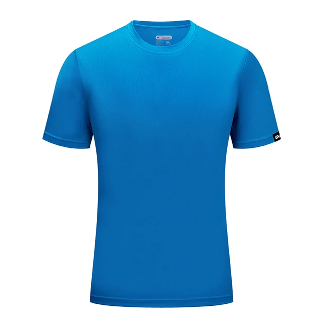 Brand SANHENG Men Summer Casual Outdoor T-Shirt Men Sports T-Shirt Plus Size Sport Fast-Dry Breathable Tops blue