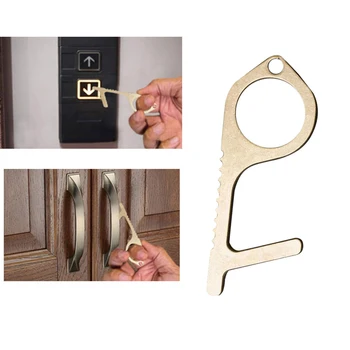 

Portable Press Elevator Tool Hygiene Hand Antimicrobial Alloy EDC Door Opener Door Handle Key Metal Portable Door Opener THN