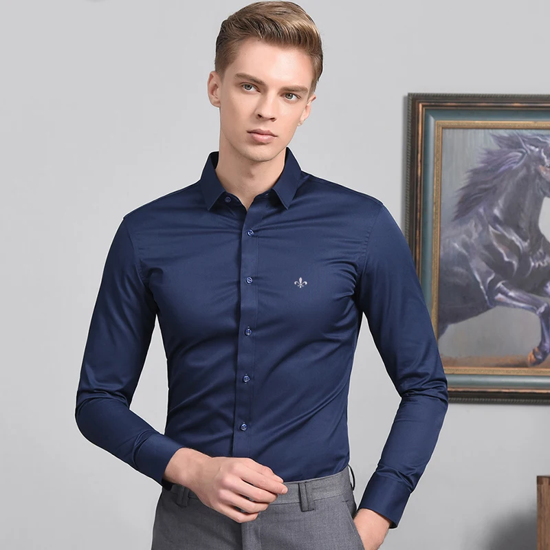 Модная блузка Dudalina Camisa Social Masculina с длинным рукавом, приталенная рубашка для мужчин, одежда с цветочным принтом, белая, мужская, холодная