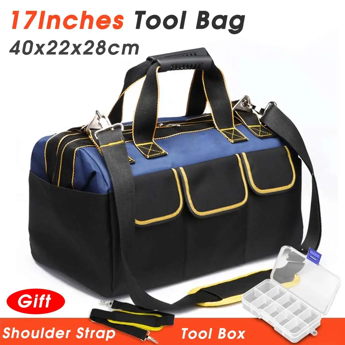 17inch 600D Электроинструмент, сумка для инструментов, Thicking 1680D, ткань Оксфорд, водонепроницаемый инструмент для ремонта, сумка для работы с ремнем 13, 15, 16, 17, 18, 20 дюймов - Цвет: 17inch 600D