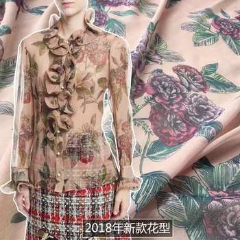 

New pattern in spring and summer Leaf pattern fabric wholesale advanced digital printing clothing fabric wholesale