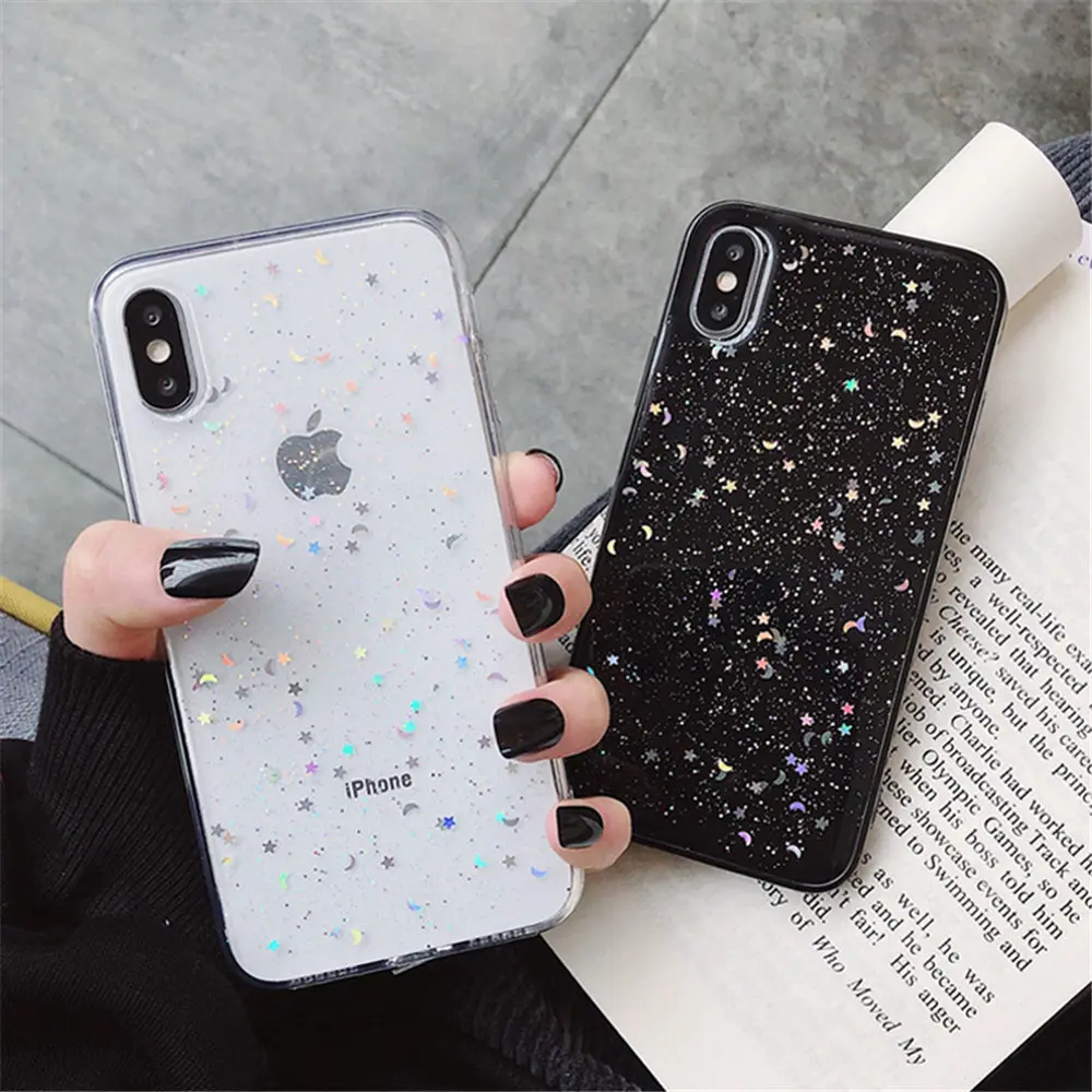 Lovebay блестящий чехол для телефона iPhone 11 Pro 7 8 6 6s Plus X XS XR XS Max Bling Moon Stars Sequins мягкий прозрачный силиконовый чехол из ТПУ