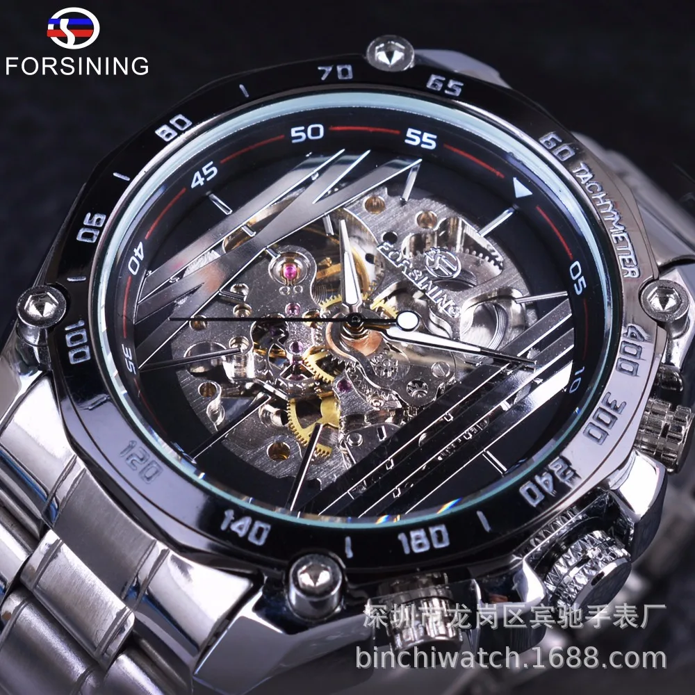 

Forsining Rich Sydney 427 Hollow out Back through Automatic Machine Watch Business Casual Steel Belt MEN'S Table
