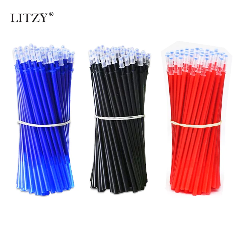 50Pc/Set Office Gel Pen Erasable Pen Refill Rod 0.5mm Erasable Washable Handle Pen Blue/Black Ink School Stationery Writing Tool 2pc cherry blossoms erasable gel pen kawaii learning stationery creative writing blue signature marker office school supplies