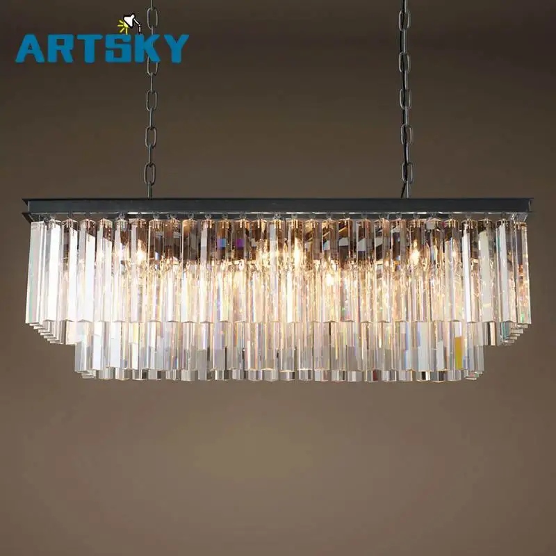 

Modern Rectangular Crystal Chandelier for Home Lighting Kitchen Bedroom Lamp