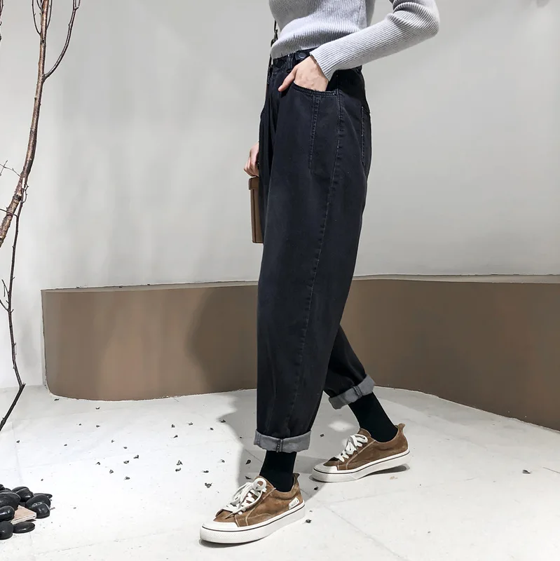 Large Size Autumn Clothing Plus-sized Womenswear mmbf-Style Pants Loose-Fit Capri Jeans Large GIRL'S Korean-style Slimming Baggy