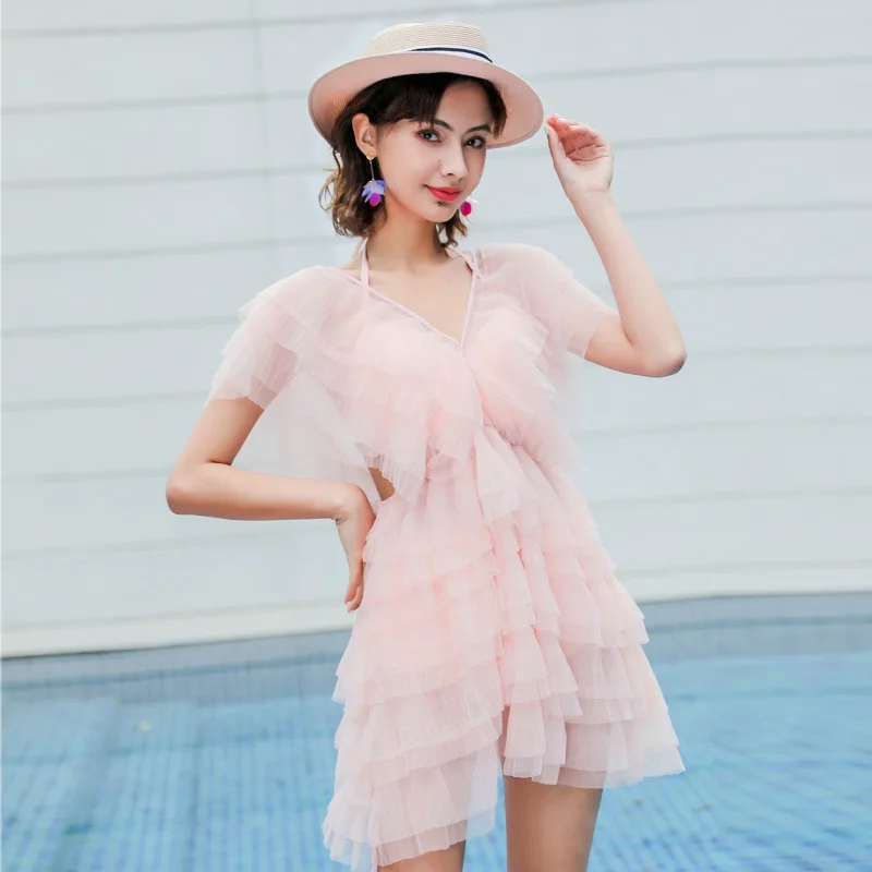 

2019 New Style Korean-style Hipster Swimwear Female Immortal Split Type Three-piece Set Underwire Small Bust Gathering Bikini Wo