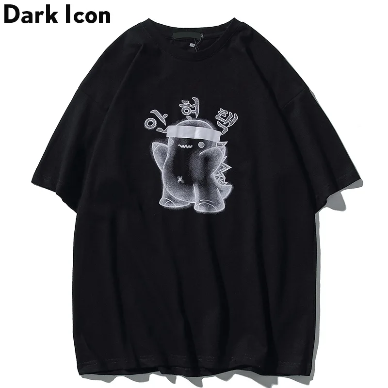Мужская хлопковая футболка с круглым вырезом и принтом динозавра Dark Icon летняя