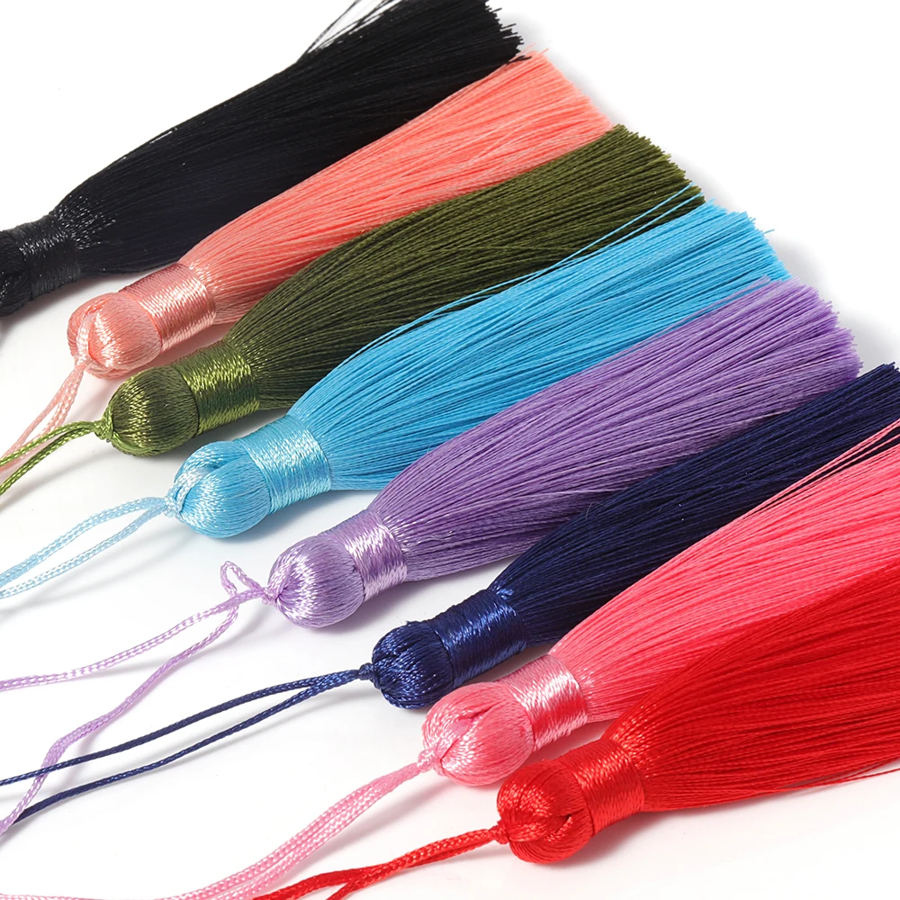 

10pcs 8cm Polyester Silk Tassel Necklace Brush Pendant Earring Charm Satin Handmade Craft Accessories for Jewelry Making DIY