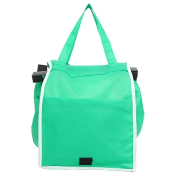 

1pc Women Foldable Large Shopping Bags Trolley Clip-To-Cart Grocery Shopping Totes Portable Reusable Eco-friendly Bags Handbags