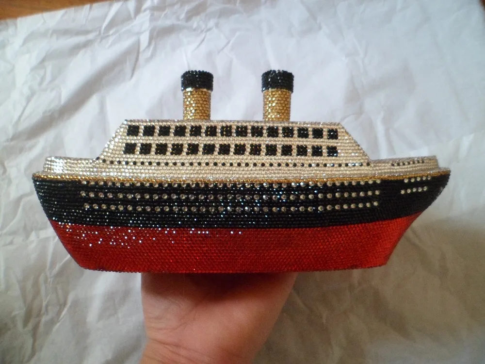 Новая мода красный/черный/белый хрустальный корабль Форма 3D клатч кошелек вечерние сумочки и клатчи женские вечерние сумочки дамские вечерние клатчи