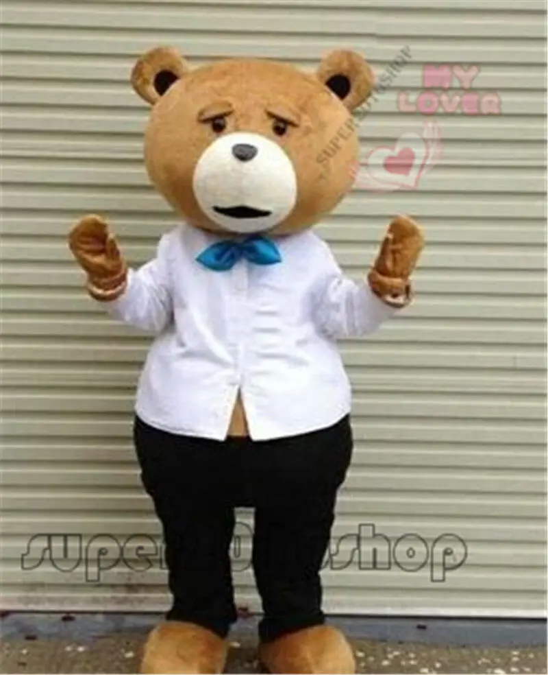 

New Teddy Bear of TED Mascot Costume Adult Size Halloween Cartoon Fancy Dress Outfit Hallowen Birthday Gifts