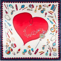 New arrival 90*90cm Luxury Brand Women Silk Scarves Heart and Lipstick Design Square Scarves Spring Summer Shawls For Ladies 1