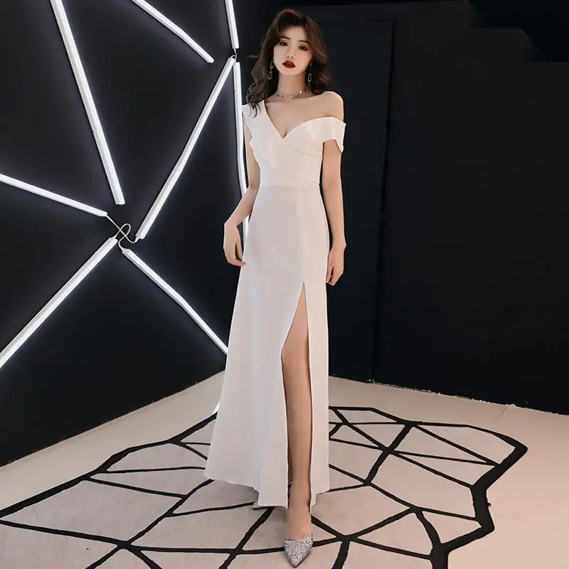 White Elegant Women Party Prom Dress Sexy Perspective Long Qipao New A-line Slim Short Sleeve Cheongsam Vestidos Defesta - Цвет: Style6